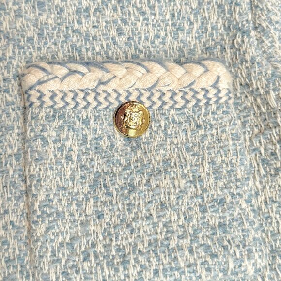 Celine Blue Ivory Tweed Open Cardigan Jacket - Picture 4 of 9